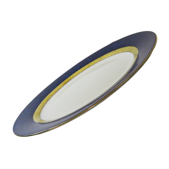 TWO (2) RETRONEU IMPERIAL COLLECTION '95 Blue 22K Gold Band 7.5" Salad Plates - Picture 3 of 8